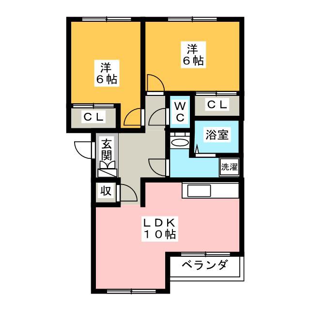 ベルグレイス(2LDK/2階)の間取り写真