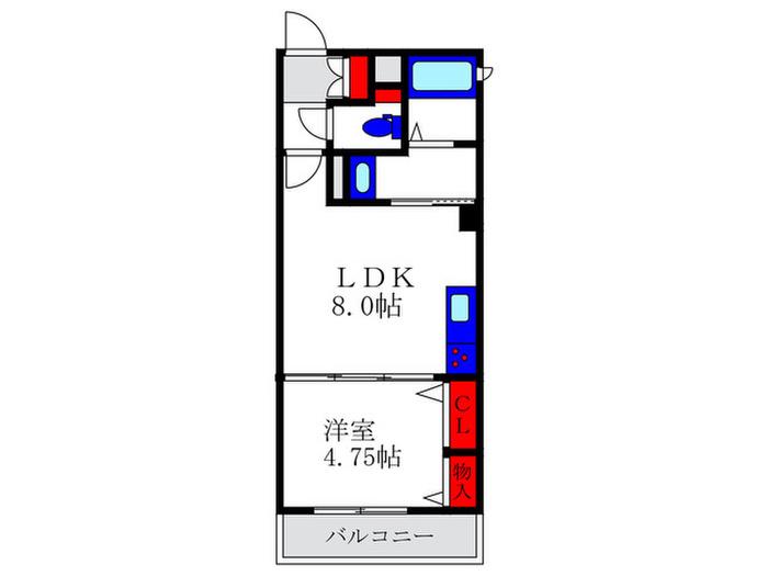 カースル石橋(1LDK/3階)の間取り写真