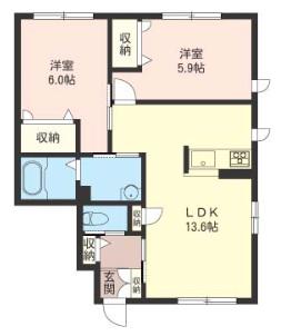 ロワハイツ(2LDK/1階)の間取り写真
