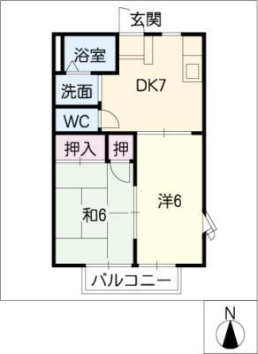 MAPLETOWN PINO B棟(2DK/2階)の間取り写真