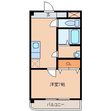 ベゼルファセット(1K/3階)の間取り写真