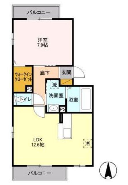 コンフォール ヴァンテ A棟 A(1LDK/1階)の間取り写真