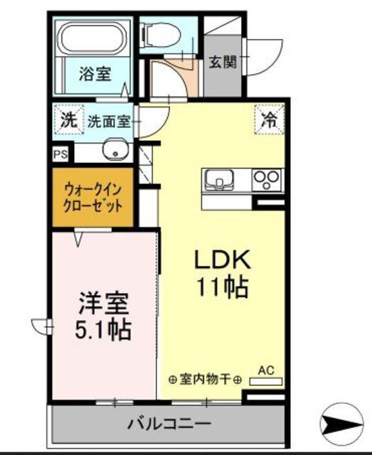 エトワール福生(1LDK/2階)の間取り写真