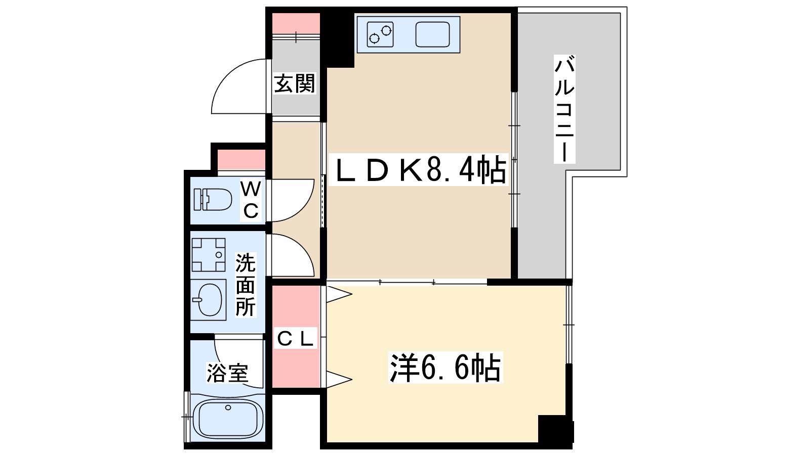 エスグランデウメダキタ(1LDK/6階)の間取り写真