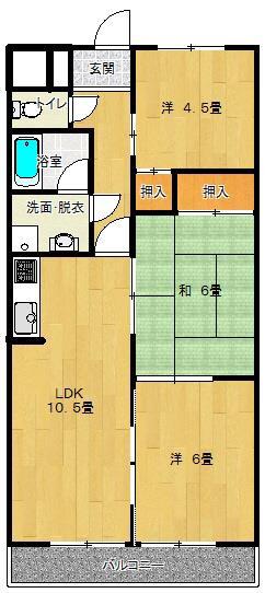 センチュリー都留(3LDK/6階)の間取り写真