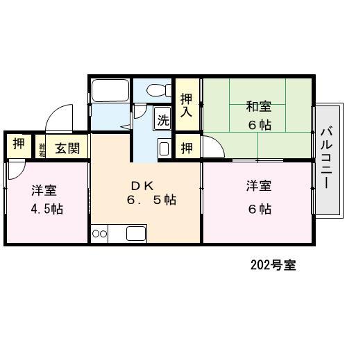 グリーンビュー(3DK/2階)の間取り写真
