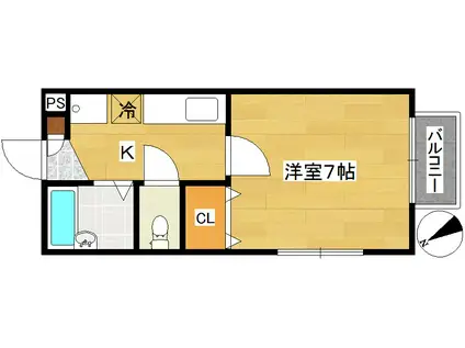 パセオステーブル川平(1K/1階)の間取り写真