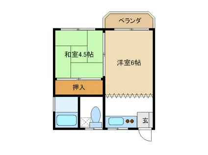 小仲台ハイツ(2K/2階)の間取り写真