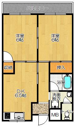 ヴィラサンライズ(2DK/3階)の間取り写真