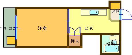 土居ビル(1K/3階)の間取り写真