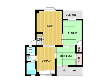 第2高尾マンション(3DK/2階)の間取り写真