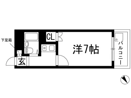 シャトー栄根Ⅰ(1K/3階)の間取り写真