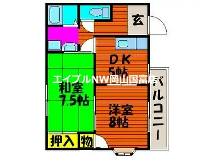 ベルメゾンミキI(2DK/2階)の間取り写真