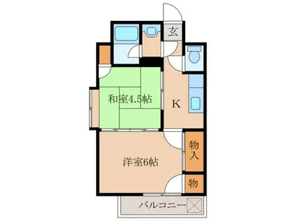 シュービル(2K/5階)の間取り写真