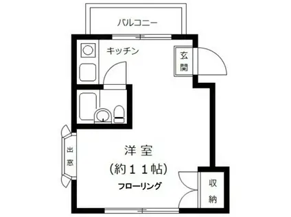 フローラ都立大学(ワンルーム/1階)の間取り写真