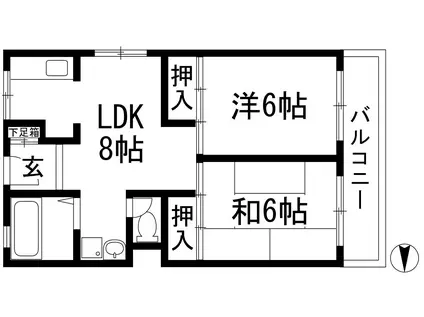 大三マンション(2LDK/4階)の間取り写真