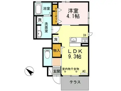 カーサ上松(1LDK/1階)の間取り写真