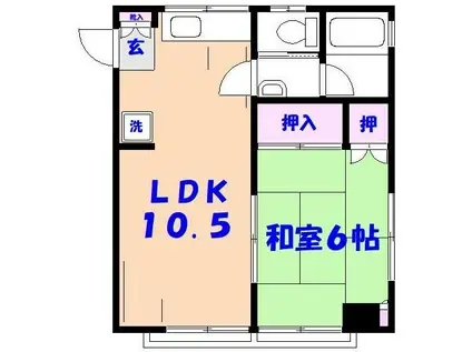 山田ビル(1LDK/4階)の間取り写真