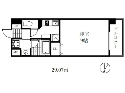 ベルフェリーク新神戸(ワンルーム/4階)の間取り写真