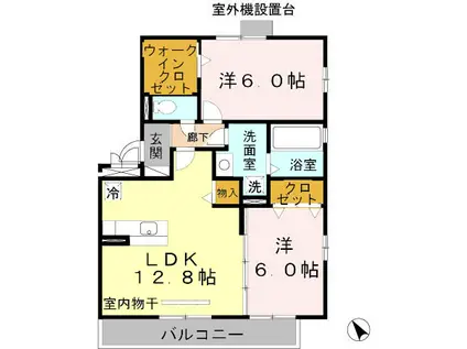 リビングタウン木津川 B棟(2LDK/3階)の間取り写真
