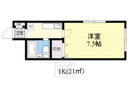 クリスタル江坂(1K/2階)の間取り写真
