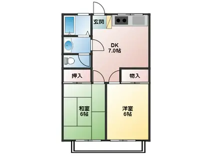 ラベンダーハイム(2DK/2階)の間取り写真