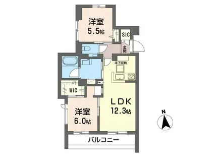 シャーメゾン丸井B(2LDK/1階)の間取り写真
