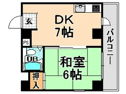 エクセレント伊丹(1DK/2階)の間取り写真
