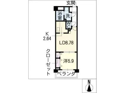 KS KOUNOMIYA(1LDK/6階)の間取り写真
