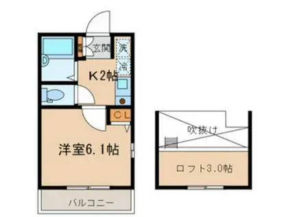 アペックス狛江C棟(1K/2階)の間取り写真
