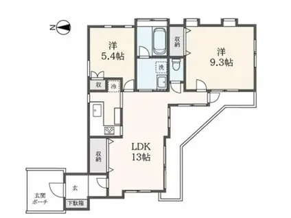 成城5丁目戸建て2F(2LDK/2階)の間取り写真