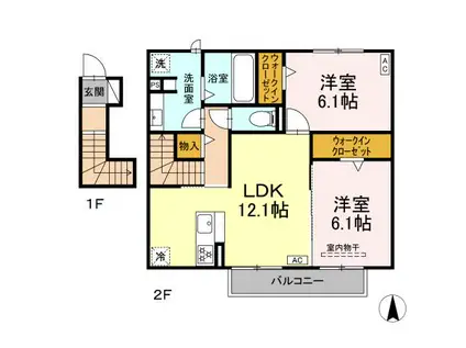 D-ROOM小賀須3丁目(2LDK/2階)の間取り写真