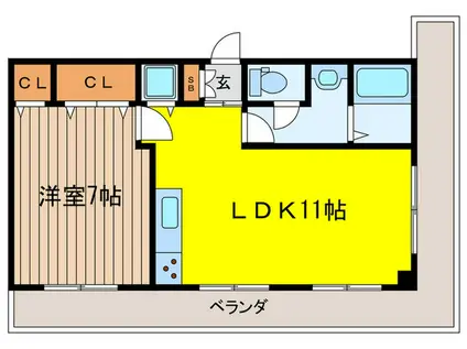 ハイツ桜上水(1LDK/4階)の間取り写真