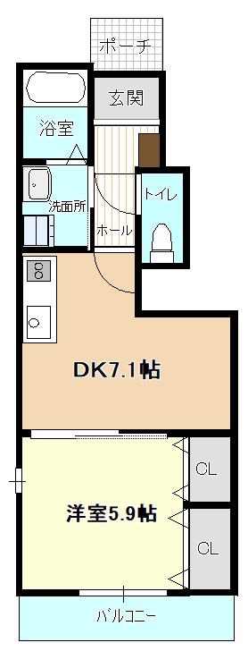 マージェ(1DK/1階)の間取り写真