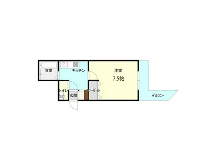 コンチネンタルイナリハイツ(1K/2階)の間取り写真