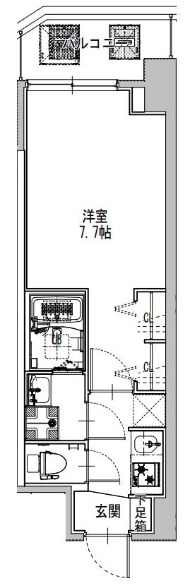 S-RESIDENCE堺筋本町UNO(1K/7階)の間取り写真