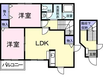 ヴィア・ラッテアA棟(2LDK/2階)の間取り写真