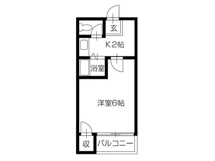 キングスコート(1K/4階)の間取り写真