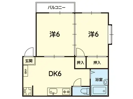 まりんハイツII(2DK/1階)の間取り写真
