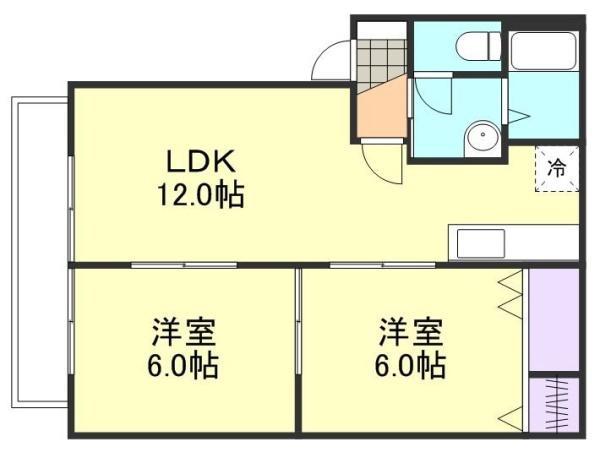 ゴールドクレスト(2LDK/2階)の間取り写真