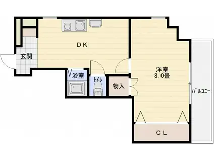 ハイツプレザント(1DK/3階)の間取り写真