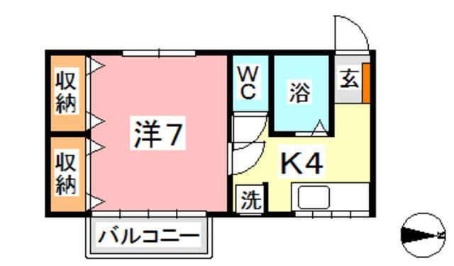 リバティヒルズ倉敷(1K/2階)の間取り写真