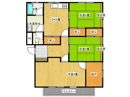 星和コーポ(3DK/1階)の間取り写真