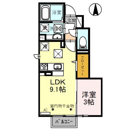 ソラティオ(1LDK/1階)の間取り写真