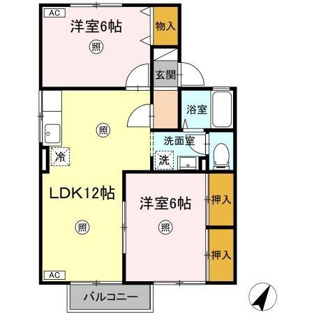 セジュールコンフォールU(2LDK/2階)の間取り写真