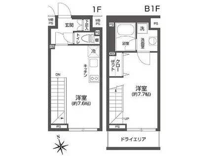 リーガランド高円寺(1LDK/1階)の間取り写真