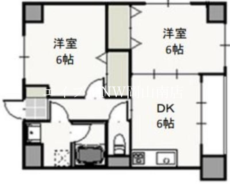 ウッドコート医大南(2DK/2階)の間取り写真