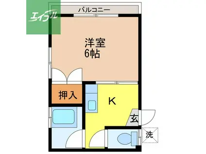 カリーナ立岩二番館(1K/2階)の間取り写真