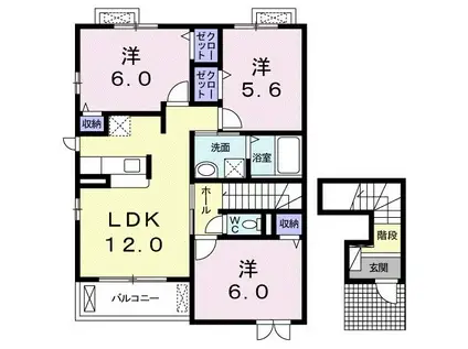 アルカンシエルIIコスモス(3LDK/2階)の間取り写真
