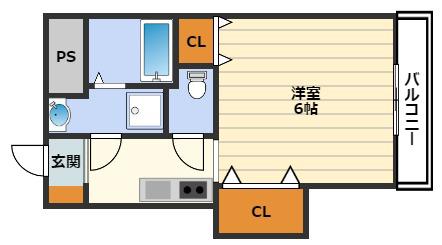 マロット天神橋(1K/6階)の間取り写真